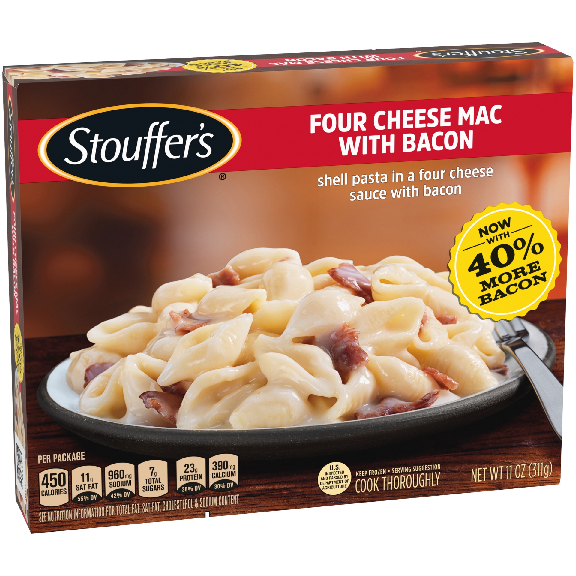 slide 3 of 6, Stouffer's Stouffers Creative Comforts Four Cheese Mac With Bacon Frozen Entree, 11 oz