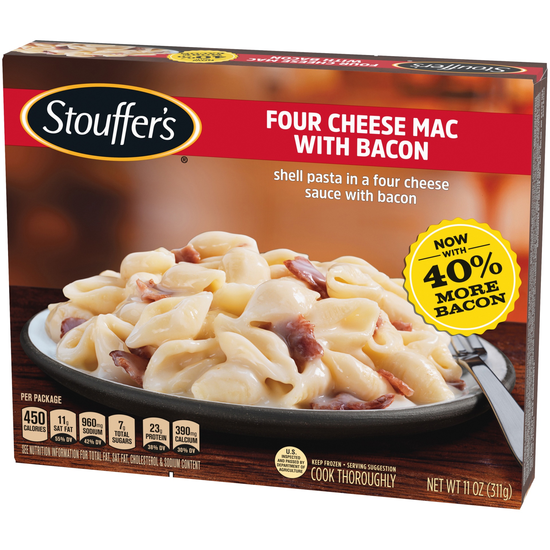 slide 2 of 6, Stouffer's Stouffers Creative Comforts Four Cheese Mac With Bacon Frozen Entree, 11 oz