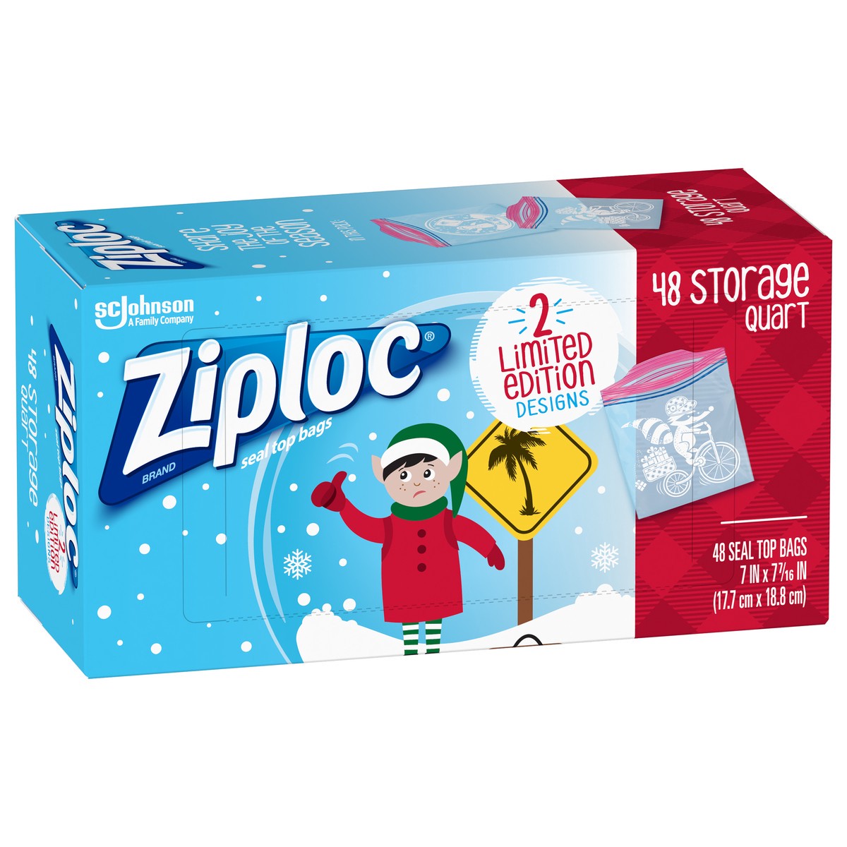 slide 2 of 6, Ziploc Brand Storage Bags Holiday, Quart, 48 Count,