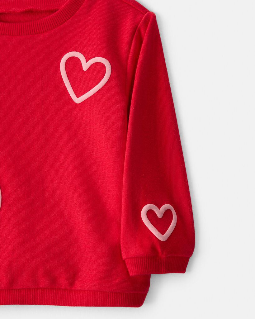 slide 3 of 5, Carter's Baby Girl Valentine's Day 2-Piece Heart French Terry Tee & Pant Set - Red Red 9M, 2 pc