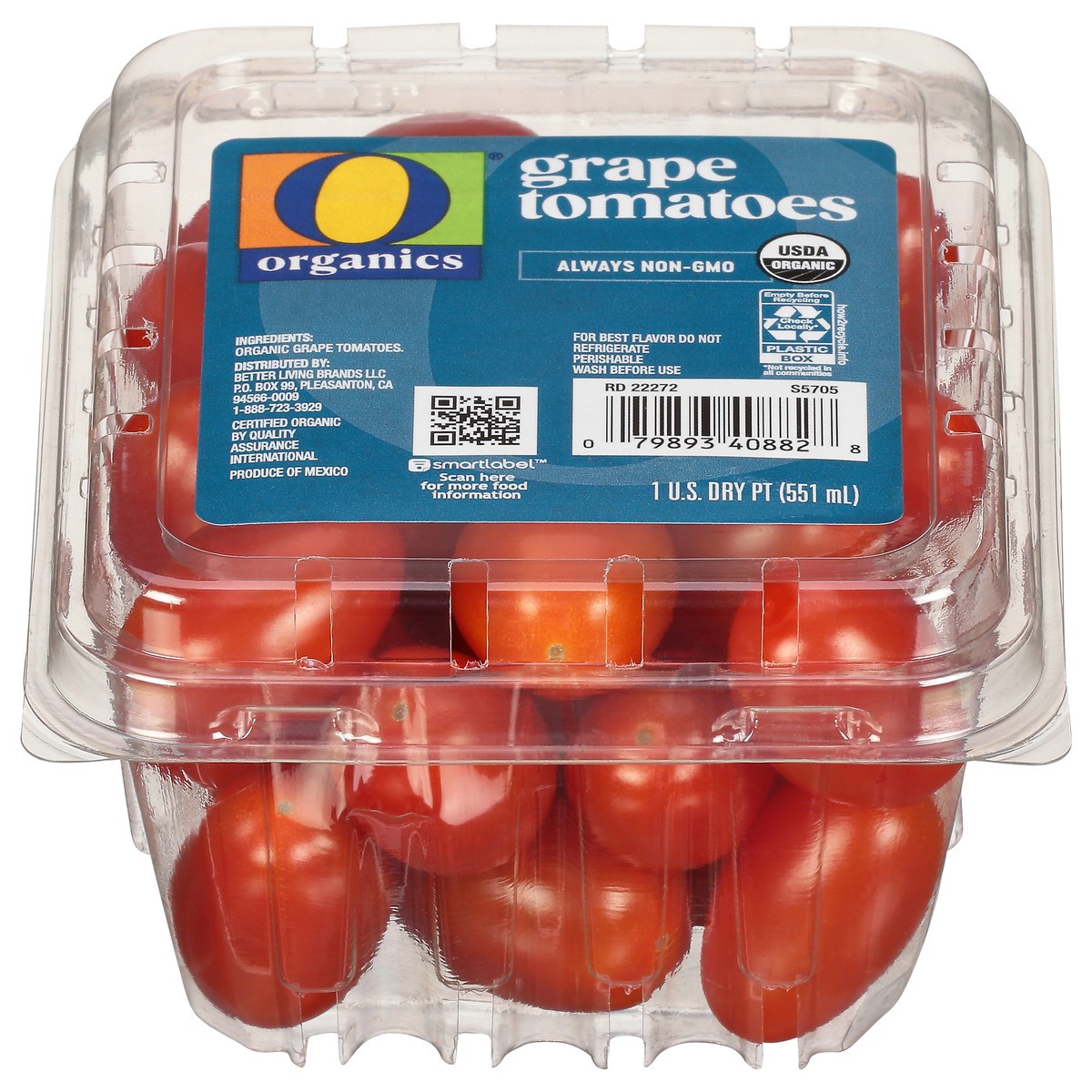 slide 1 of 10, O Organics Organic Grape Tomatoes, 1 pint