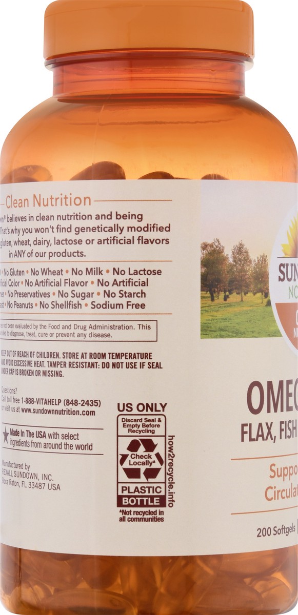 slide 6 of 9, Sundown Non-GMO Softgels Omega 3-6-9 200 ea, 200 ct