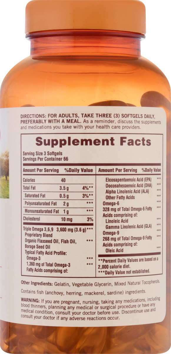 slide 2 of 9, Sundown Non-GMO Softgels Omega 3-6-9 200 ea, 200 ct