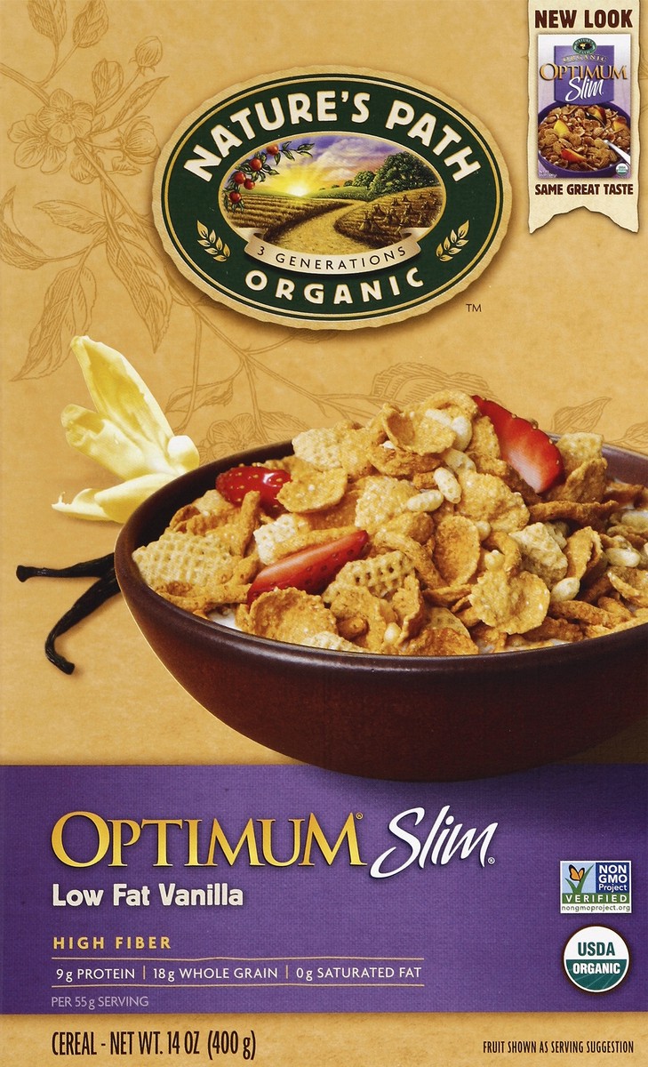 slide 4 of 4, Nature's Path Organic Organic Optimum Slim Low Fat Vanilla Cereal, 14 oz