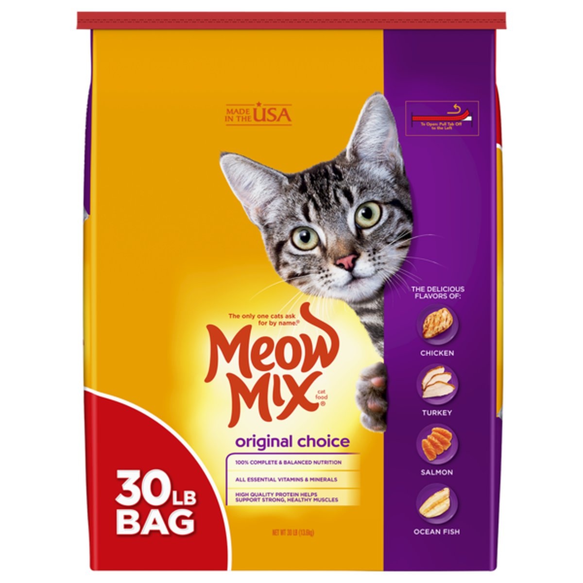 slide 1 of 1, Meow Mix Cat Food, 30 lb