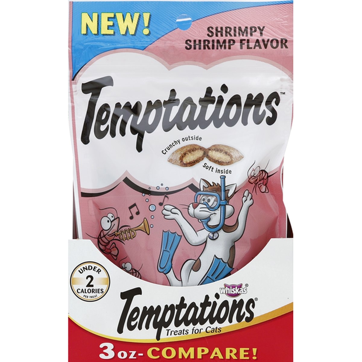 slide 1 of 1, Temptations Treats For Cats, Shrimpy Shrimp Flavor, 1 ct