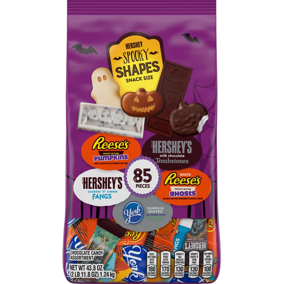 slide 1 of 1, Hershey's Halloween Spooky Shapes Snack Size Assortment, 85 ct