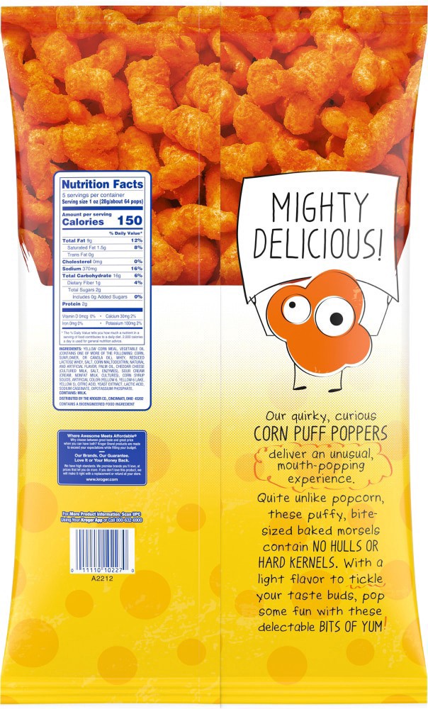 slide 2 of 2, Kroger Corn Puff Poppers Ultimate Cheese, 5 oz