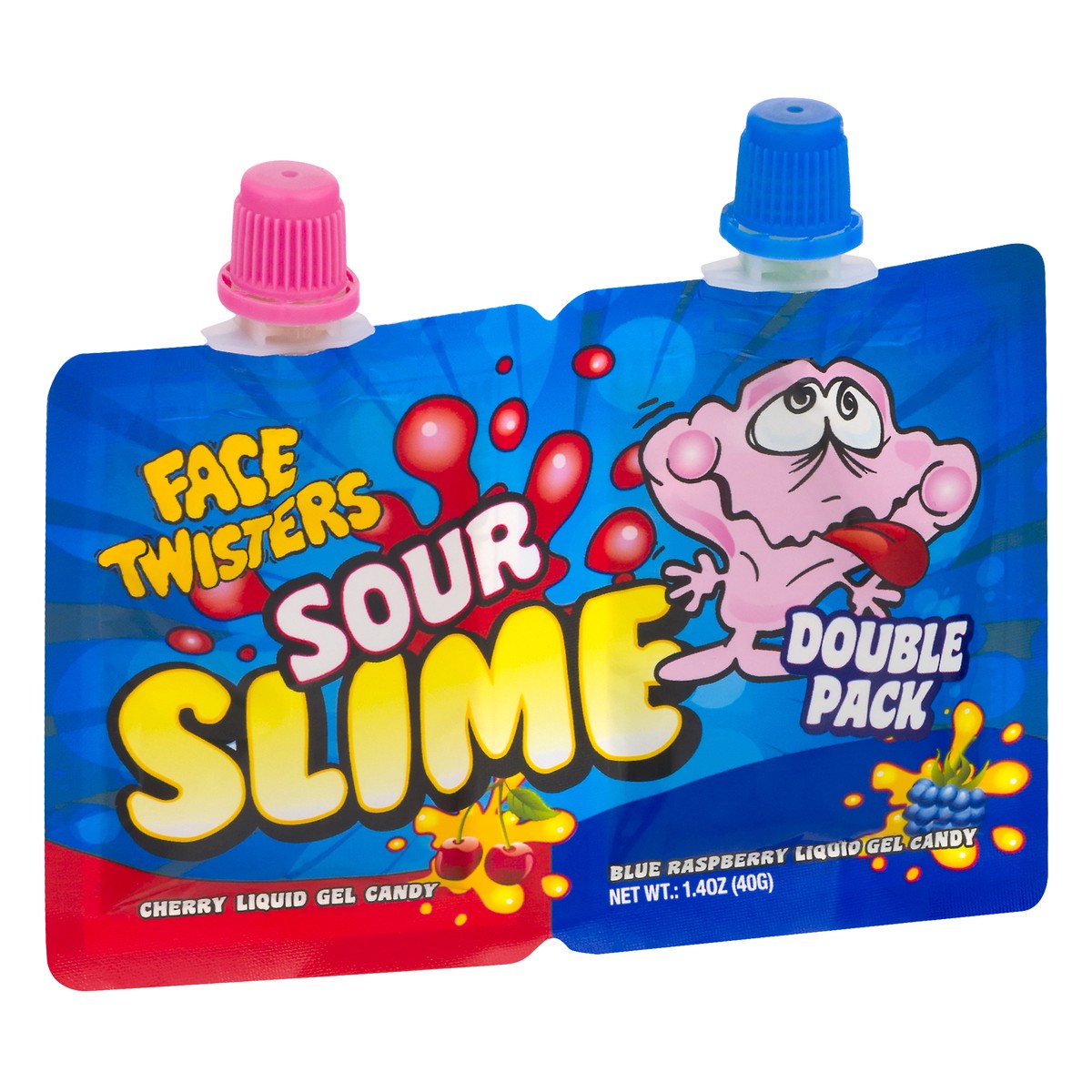 slide 7 of 10, Face Twisters Double Pack Cherry/Blue Raspberry Sour Slime 1.4 oz, 1.4 oz