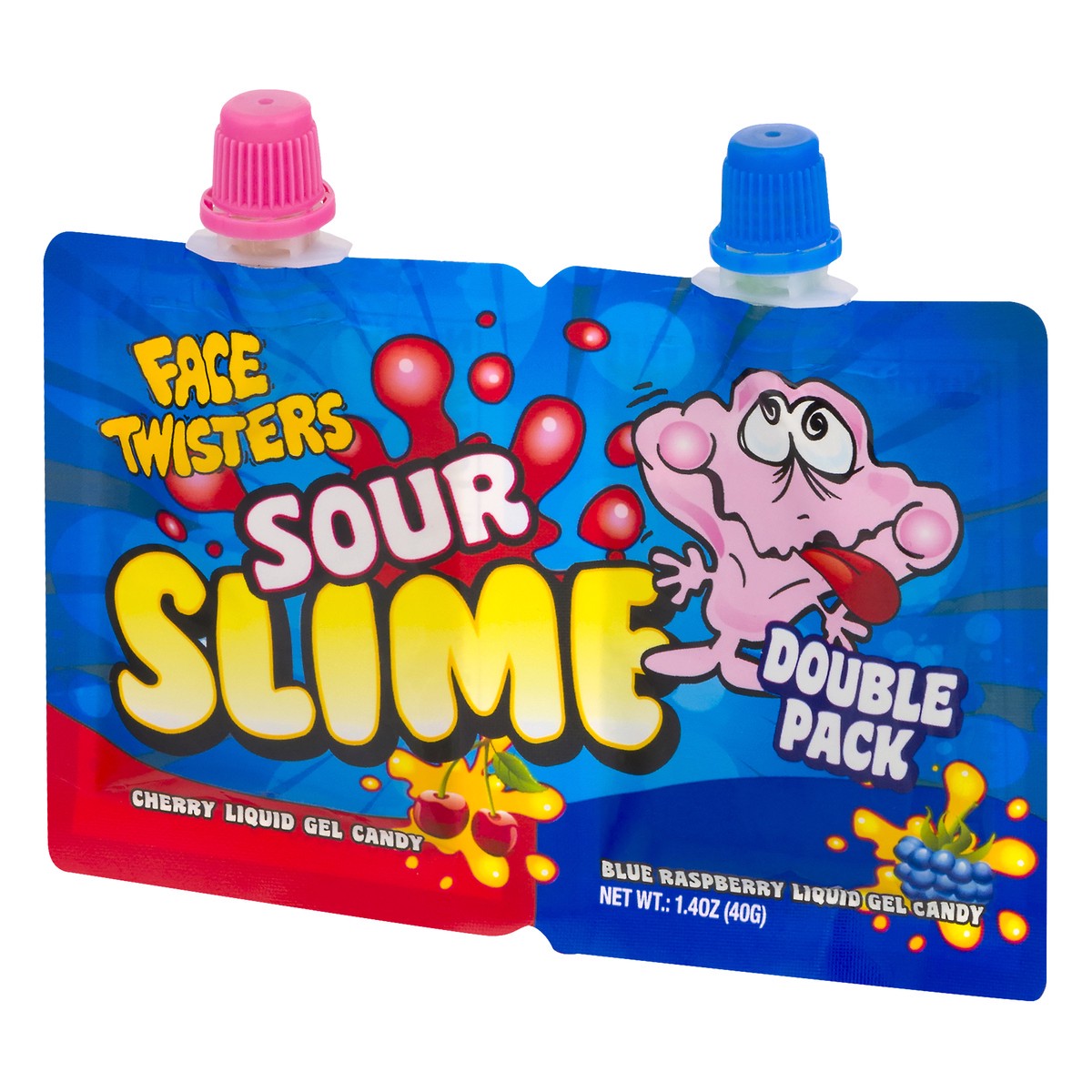 slide 10 of 10, Face Twisters Double Pack Cherry/Blue Raspberry Sour Slime 1.4 oz, 1.4 oz