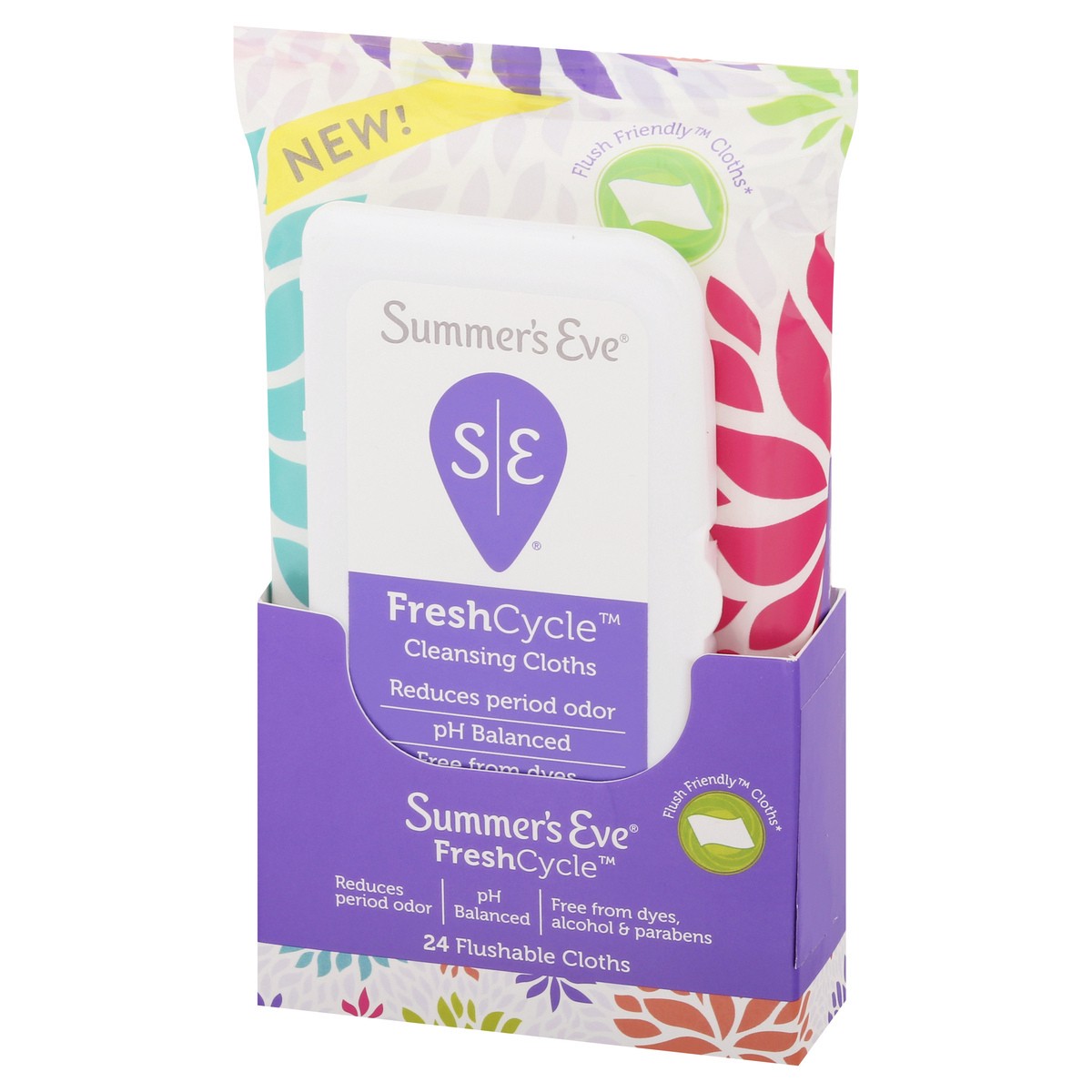 slide 3 of 9, Summer's Eve Freshcycle Cleansing Cloths, Reduces Period Odor, 24 ct