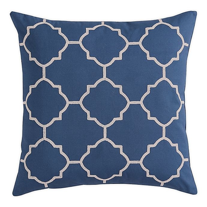 slide 1 of 2, Morgan Home Geometric Square Throw Pillow Cover - Navy, 1 ct