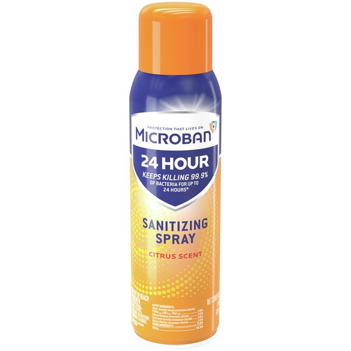 slide 1 of 1, Microban 24 Hour Disinfectant Sanitizing Spray, Citrus Scent, 15 oz