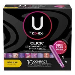 U by Kotex Click Regular Compact Unscented Tampons 16 ea