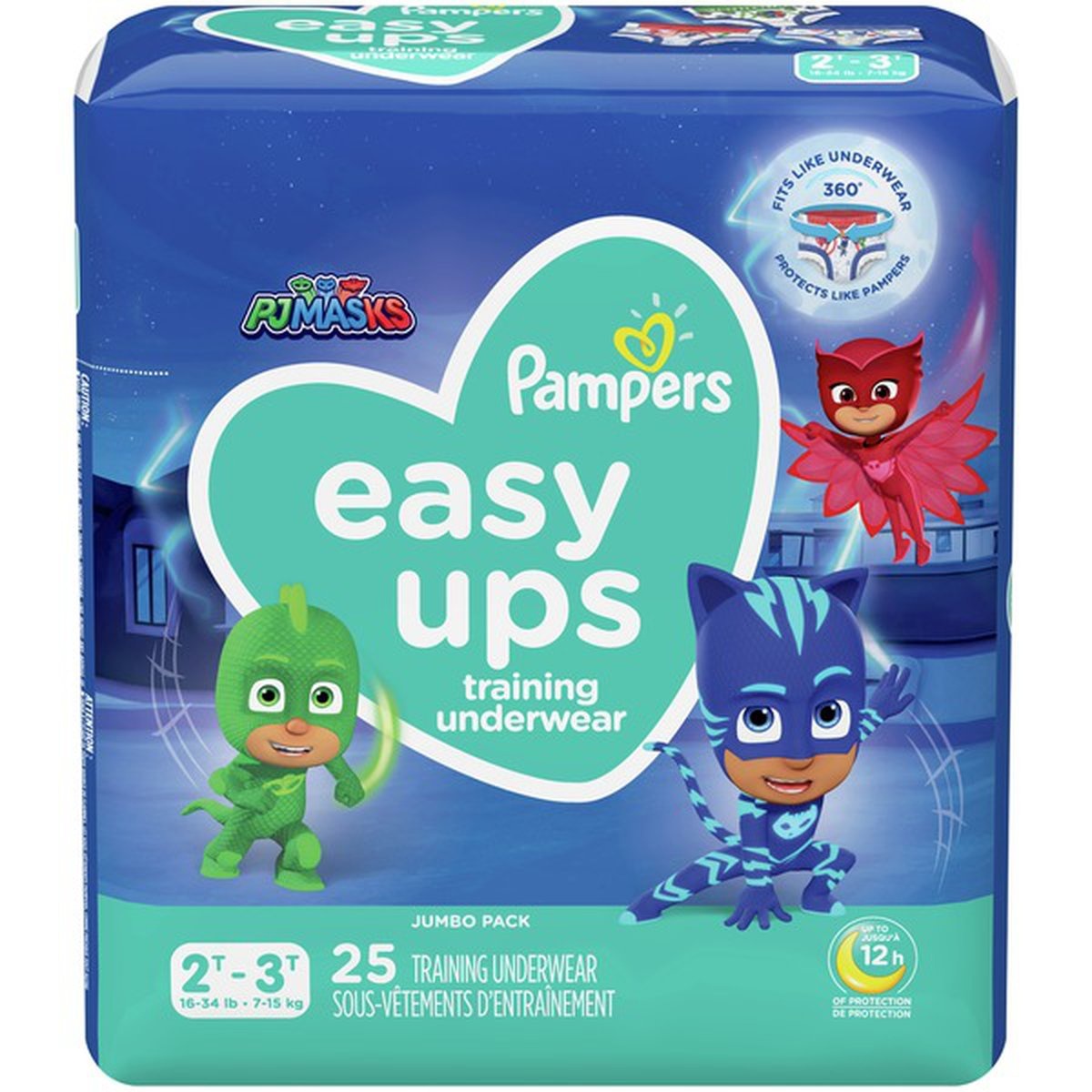 slide 1 of 1, Pampers Easy Ups Training Underwear Boys Size 4 2T-3T, 25 ct
