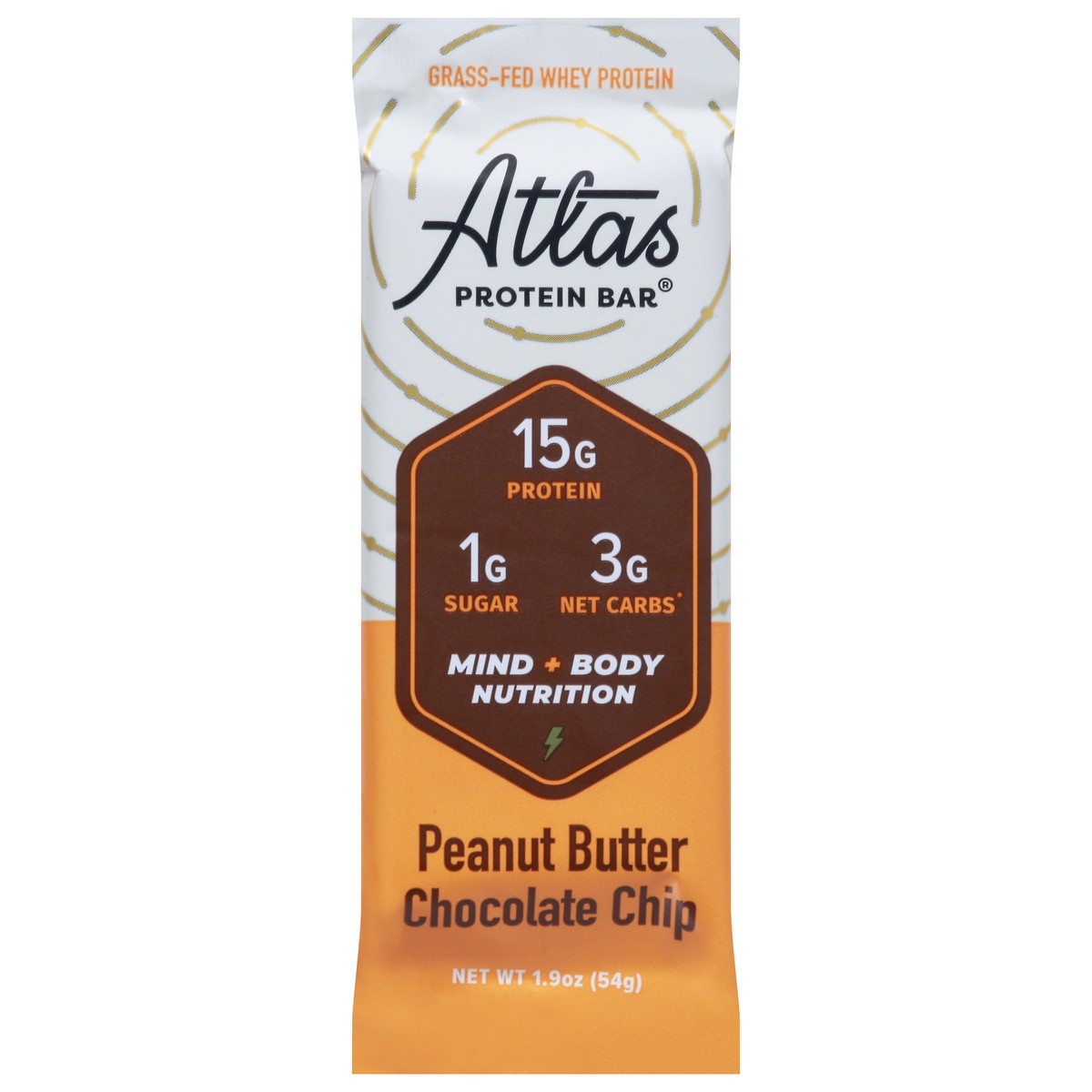 slide 1 of 9, Atlas Protein Bar Peanut Butter Chocolate Chip Protein Bar 1.9 oz, 1.9 oz