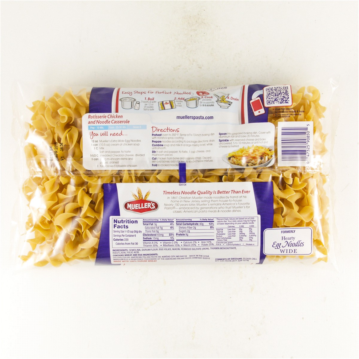 slide 2 of 2, Mueller's Extra Wide Egg Noodles, 12 oz