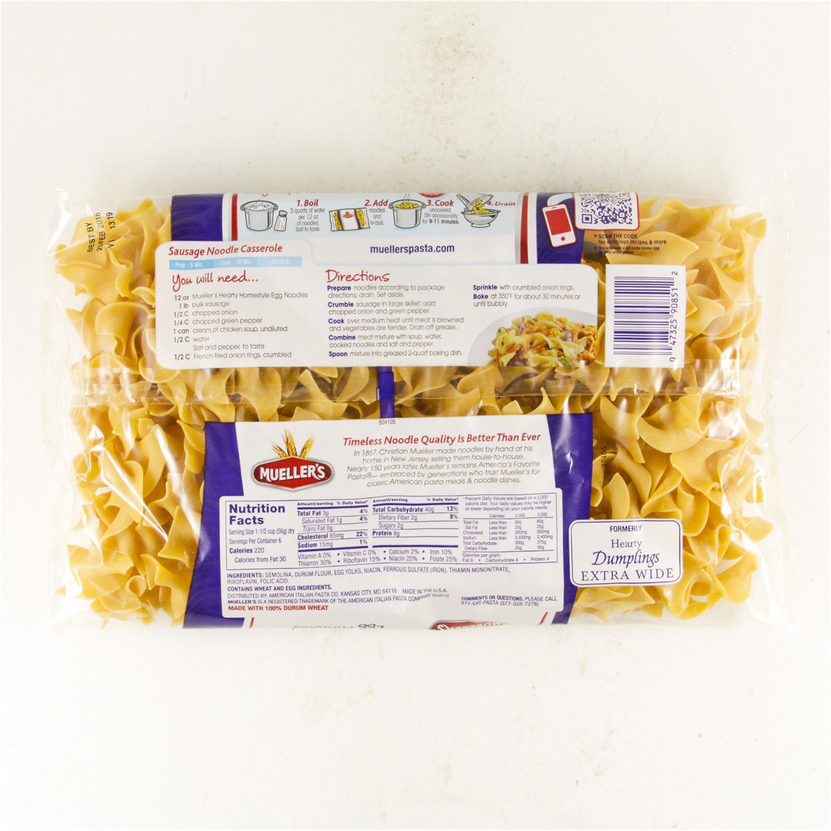 slide 2 of 2, Mueller's Egg Noodles Hearty Homestyle, 12 oz