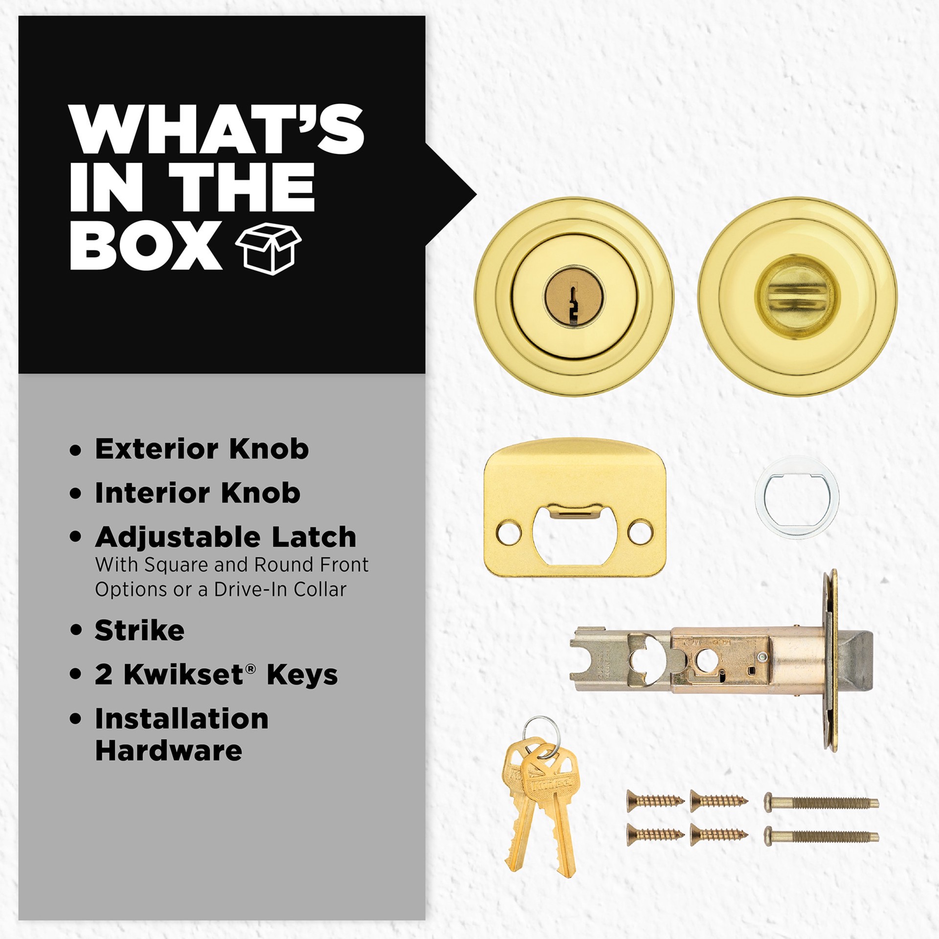 slide 6 of 6, Kwikset Mobile Home Tylo Polished Brass Exterior Keyed Entry Door Knob, 1 ct