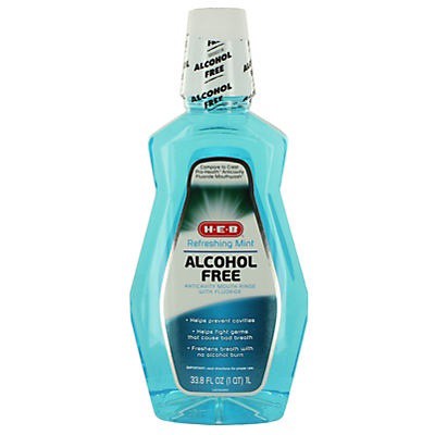 slide 1 of 1, H-E-B Alcohol Free Mint Mouth Rinse, 33.8 oz