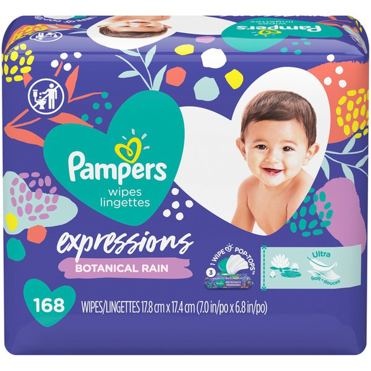 slide 1 of 1, Pampers Baby Wipes Botanical Rain Scent 3X Pop-Top Packs, 168 ct
