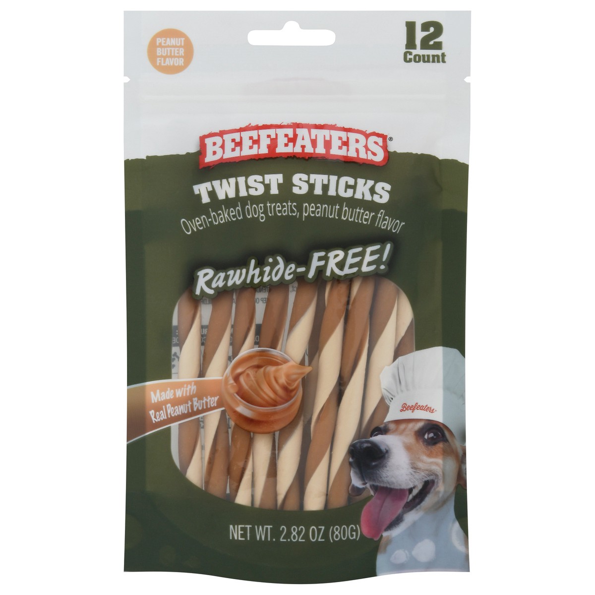 slide 1 of 9, Beefeaters Peanut Butter Flavor Twist Sticks 12 ea, 12 ct