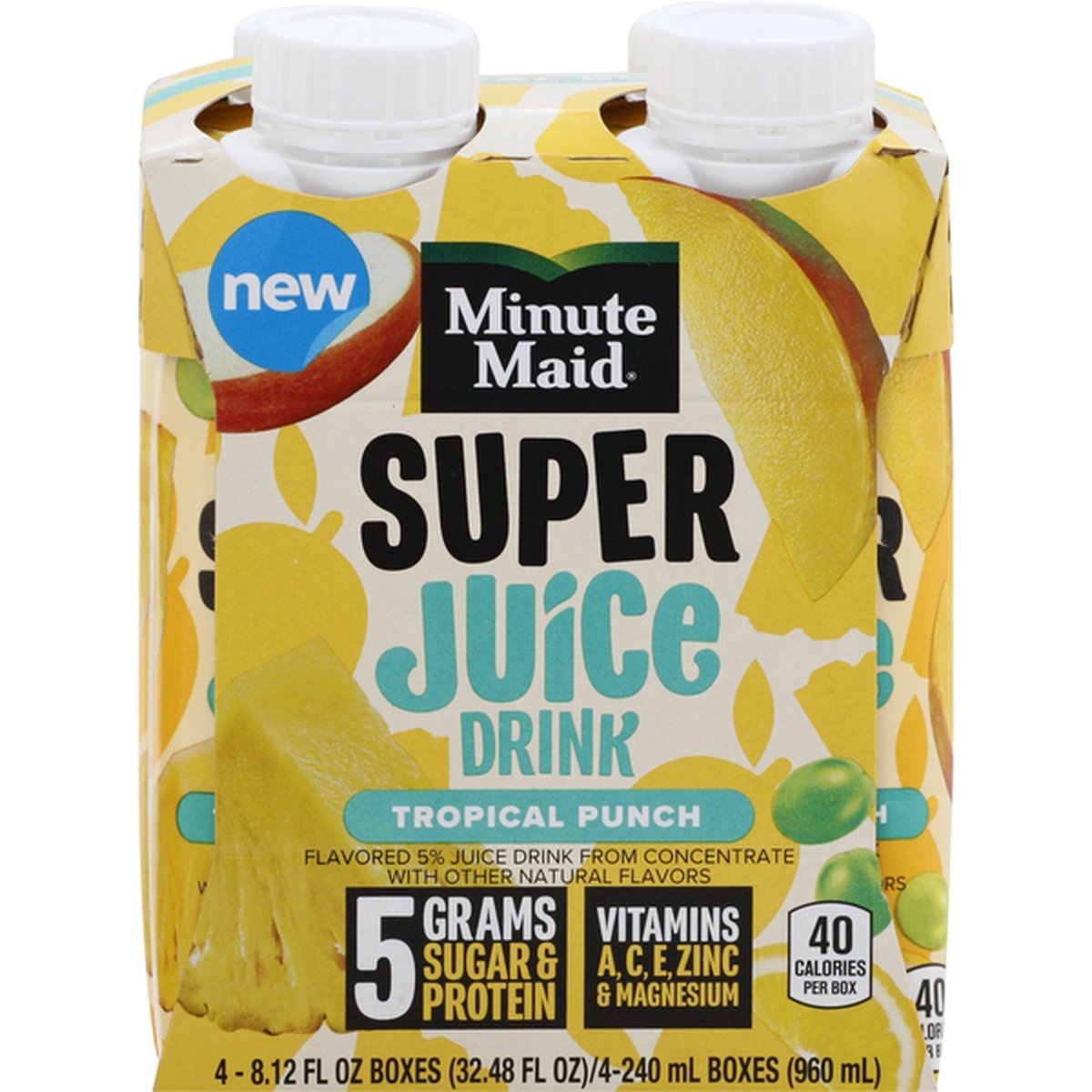 slide 1 of 1, Minute Maid Juice Drink, Tropical Punch, 4 ct