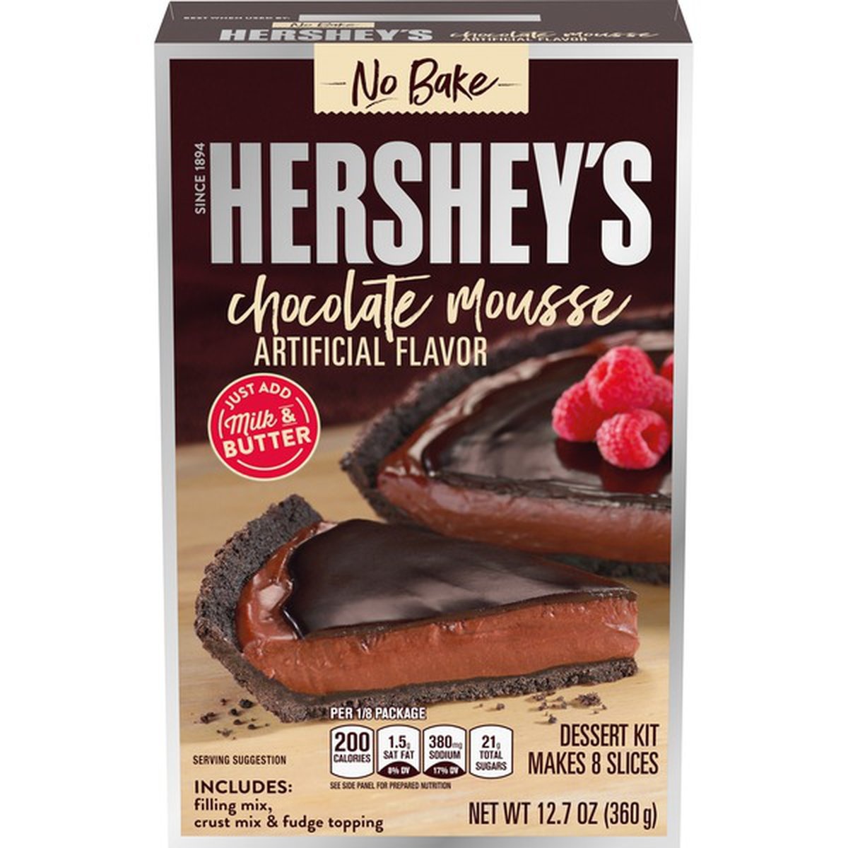slide 1 of 1, Hershey No Bake Chocolate Mousse Dessert Kit With Filling Mix, Cust Mix & Fudge Topping, 12.7 oz