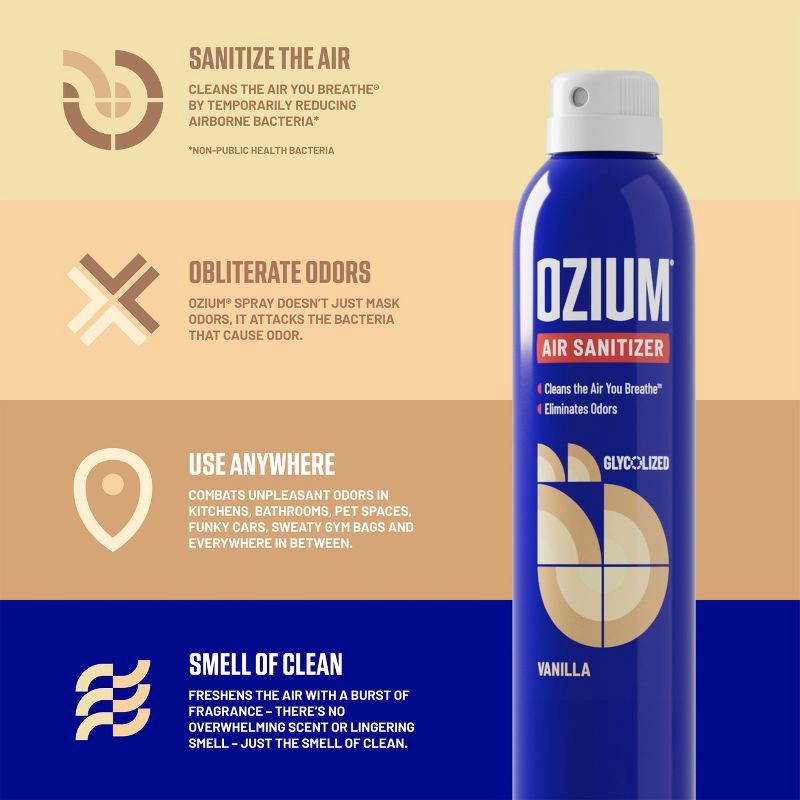slide 2 of 8, OZIUM 3.5oz Vanilla Air Sanitizer Spray, 3.5 oz