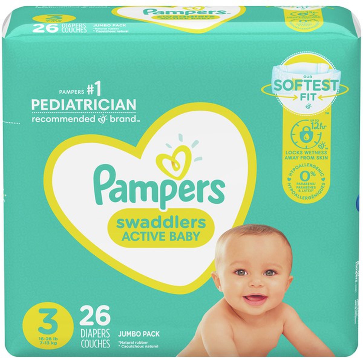slide 1 of 1, Pampers Active Baby Diaper Size 3, 26 ct