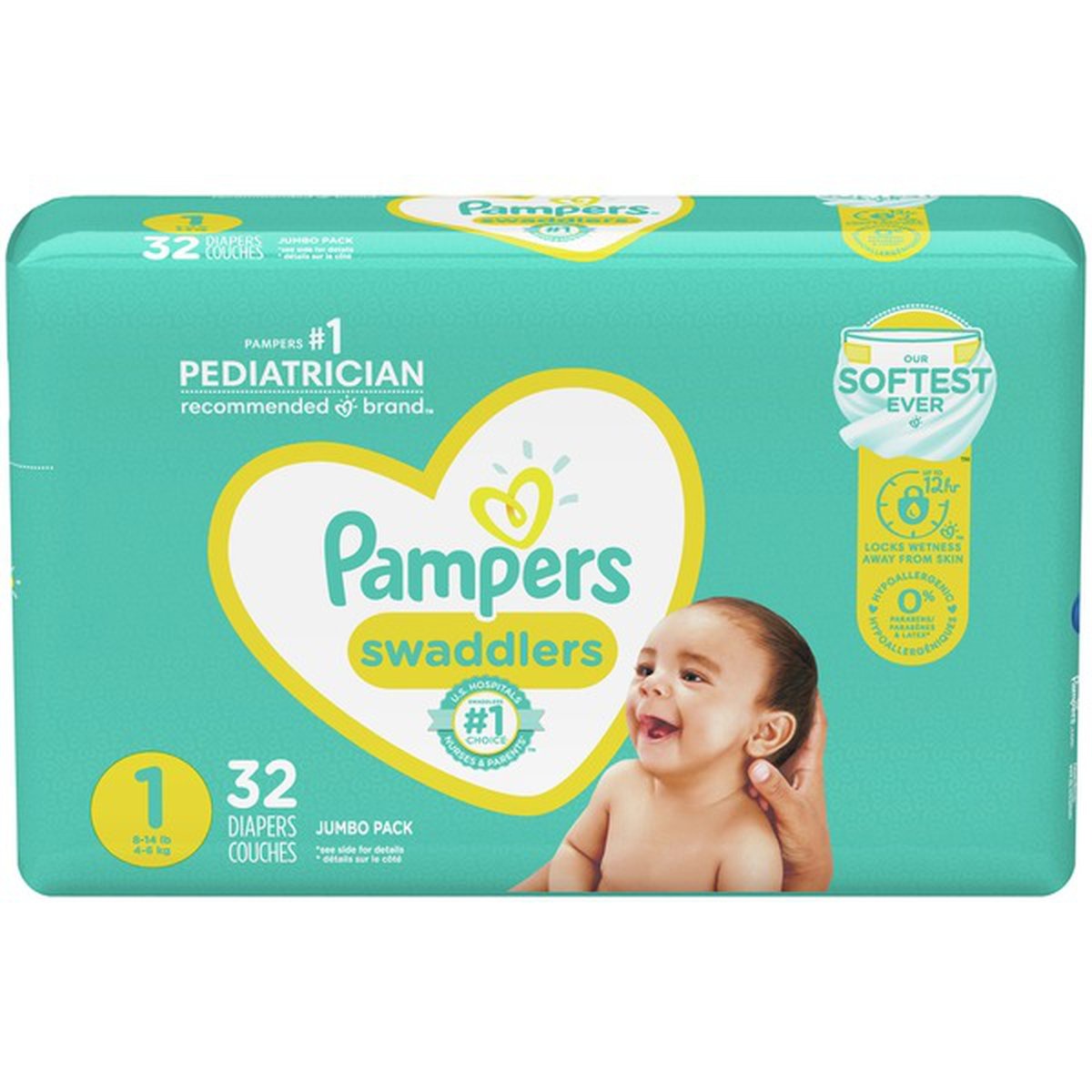 slide 1 of 1, Pampers Newborn Diapers Size, 32 ct