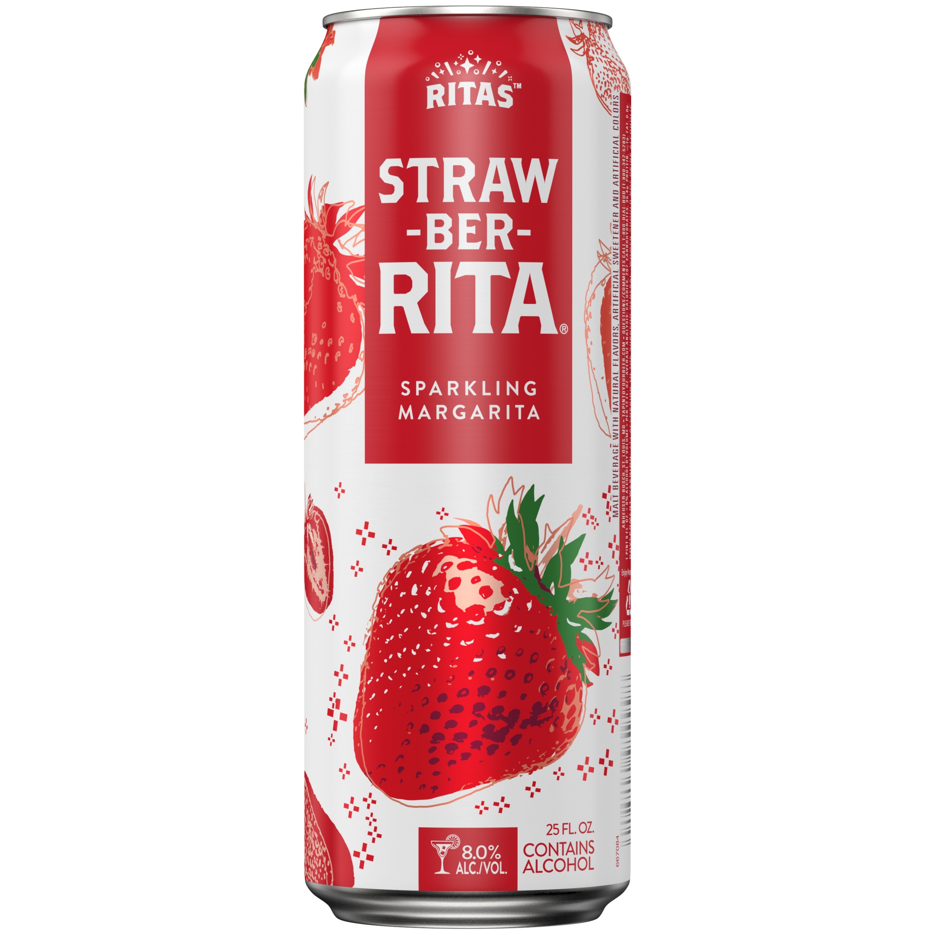slide 2 of 4, Ritas Straw-Ber-Rita Malt Beverage, 8.0% Alc./Vol., 8% ABV, 25 fl oz