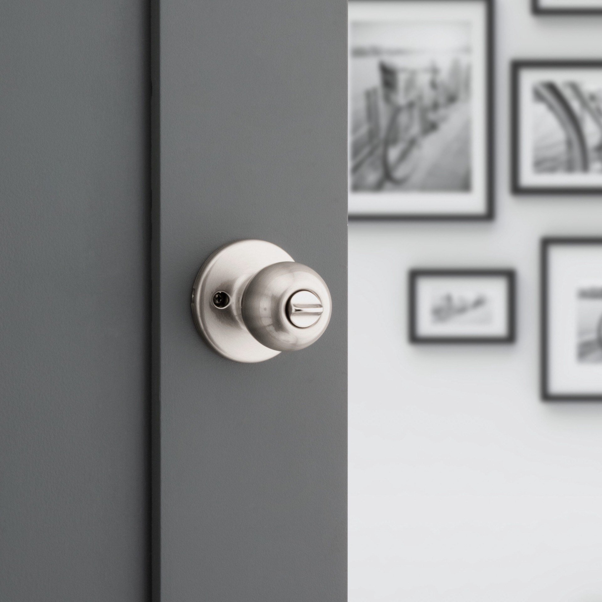 slide 3 of 6, Kwikset Polo Satin Nickel Exterior Keyed Entry Door Knob, 1 ct