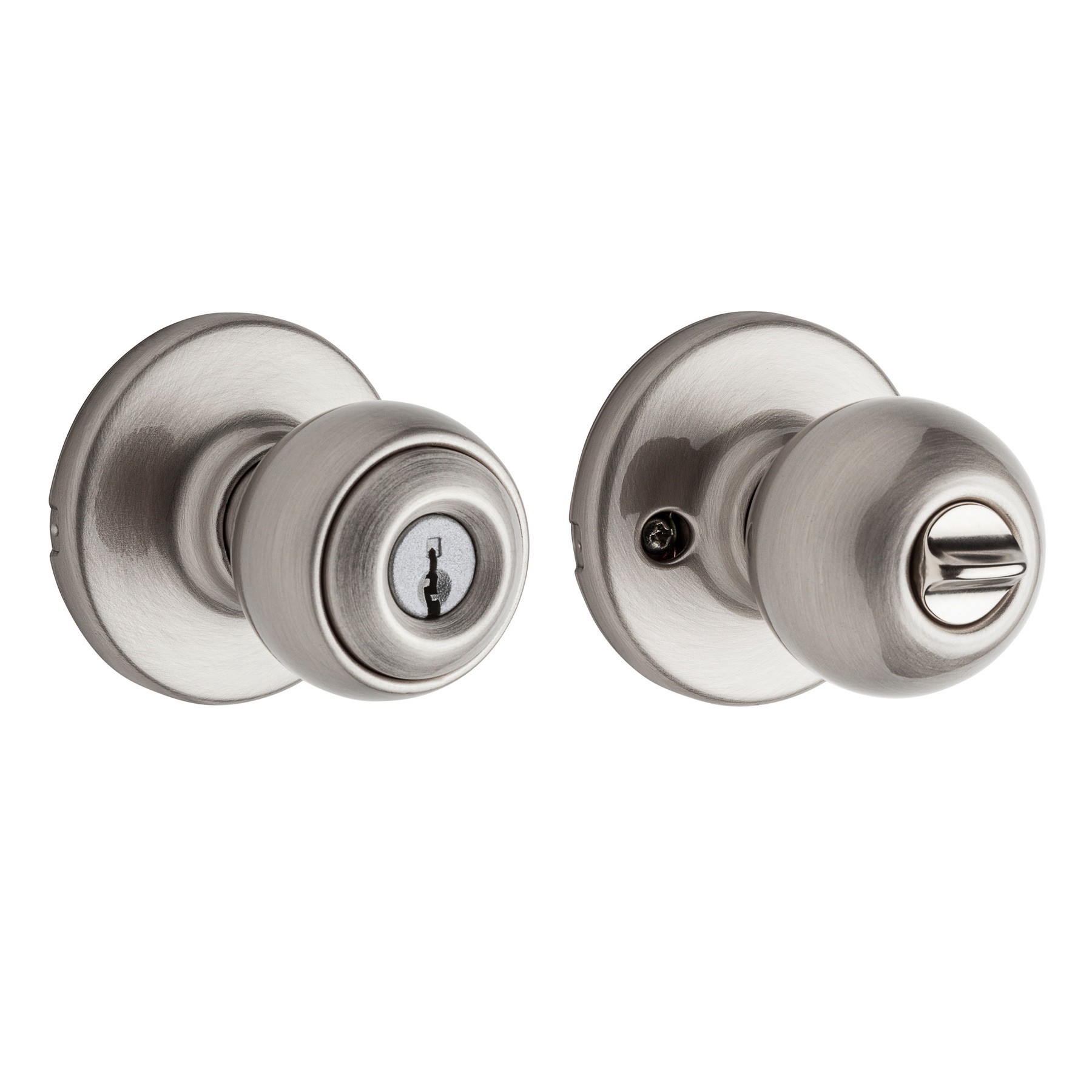 slide 1 of 6, Kwikset Polo Satin Nickel Exterior Keyed Entry Door Knob, 1 ct