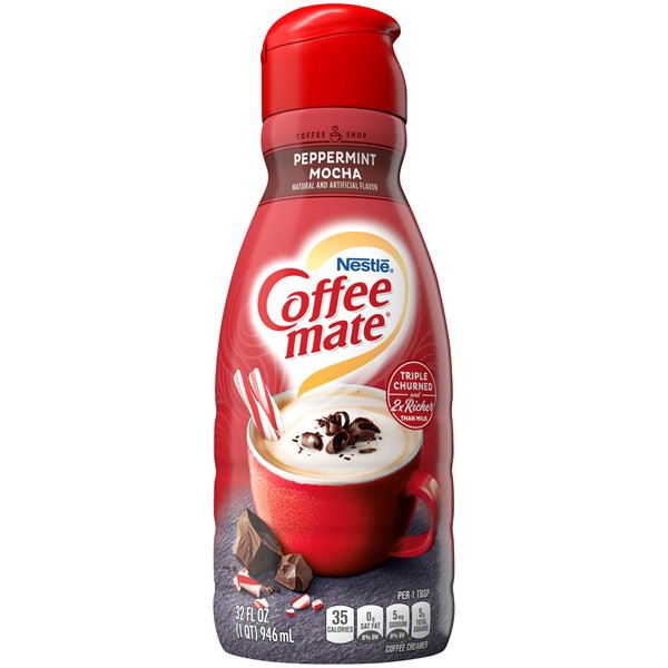 slide 1 of 7, Coffee mate Peppermint Mocha Flavored Liquid Coffee Creamer, 32 oz