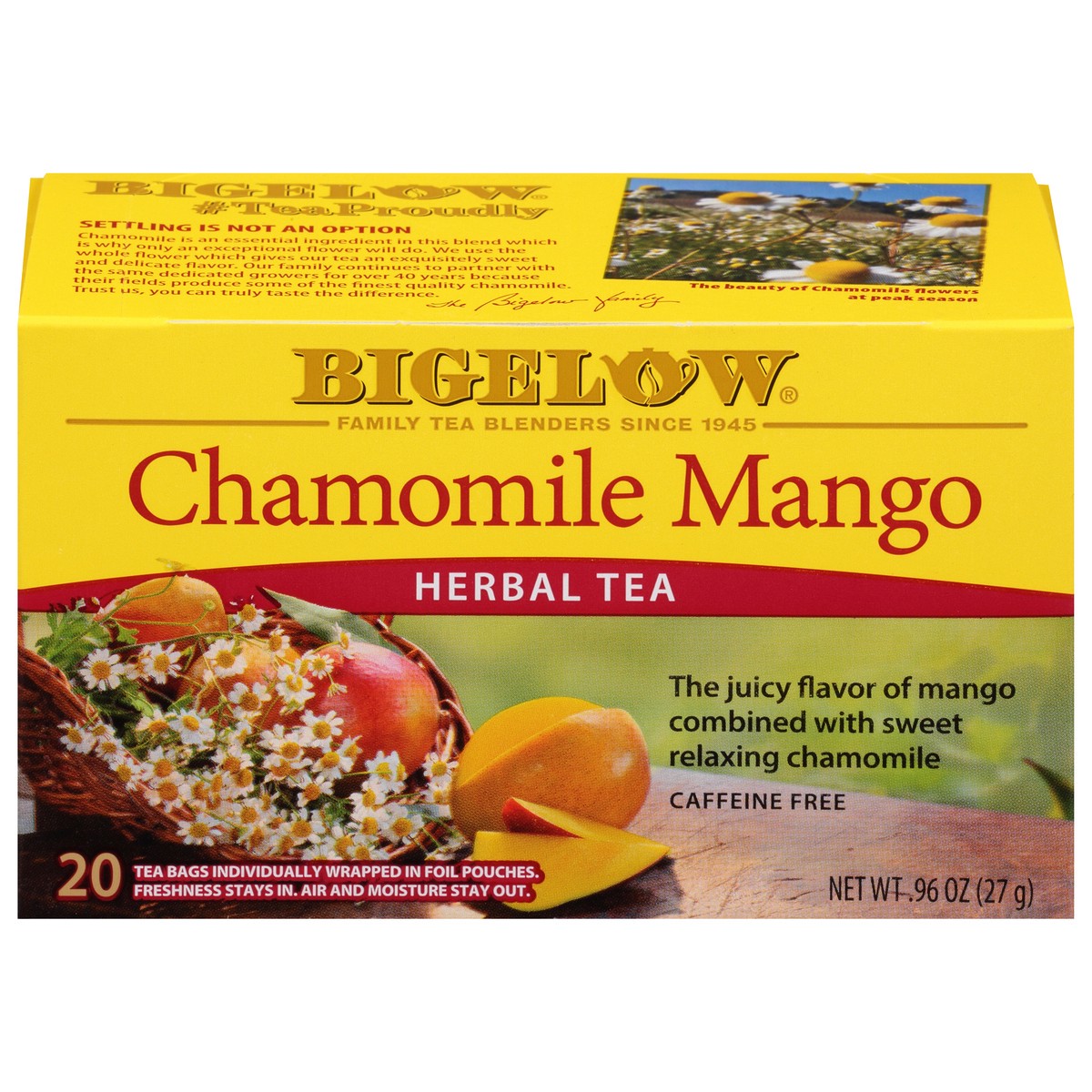 slide 1 of 1, Bigelow Chamomile Mango, Caffeine Free Herbal Tea, Tea Bags- 20 ct, 20 ct