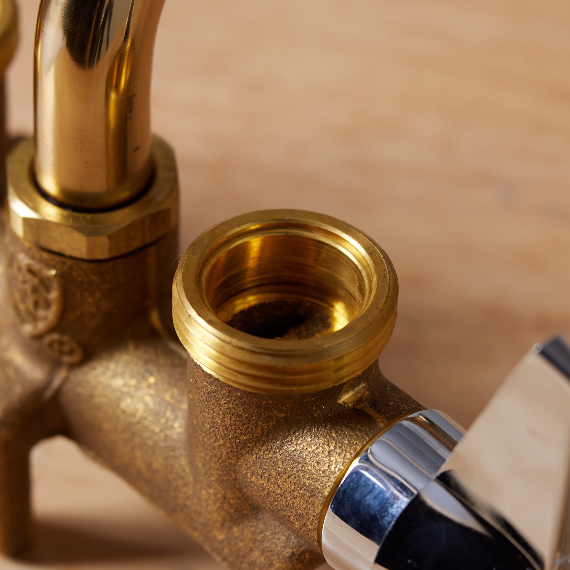 slide 2 of 6, Project Source Rough brass 2-handle Deck-mount Utility Faucet, 1 ct