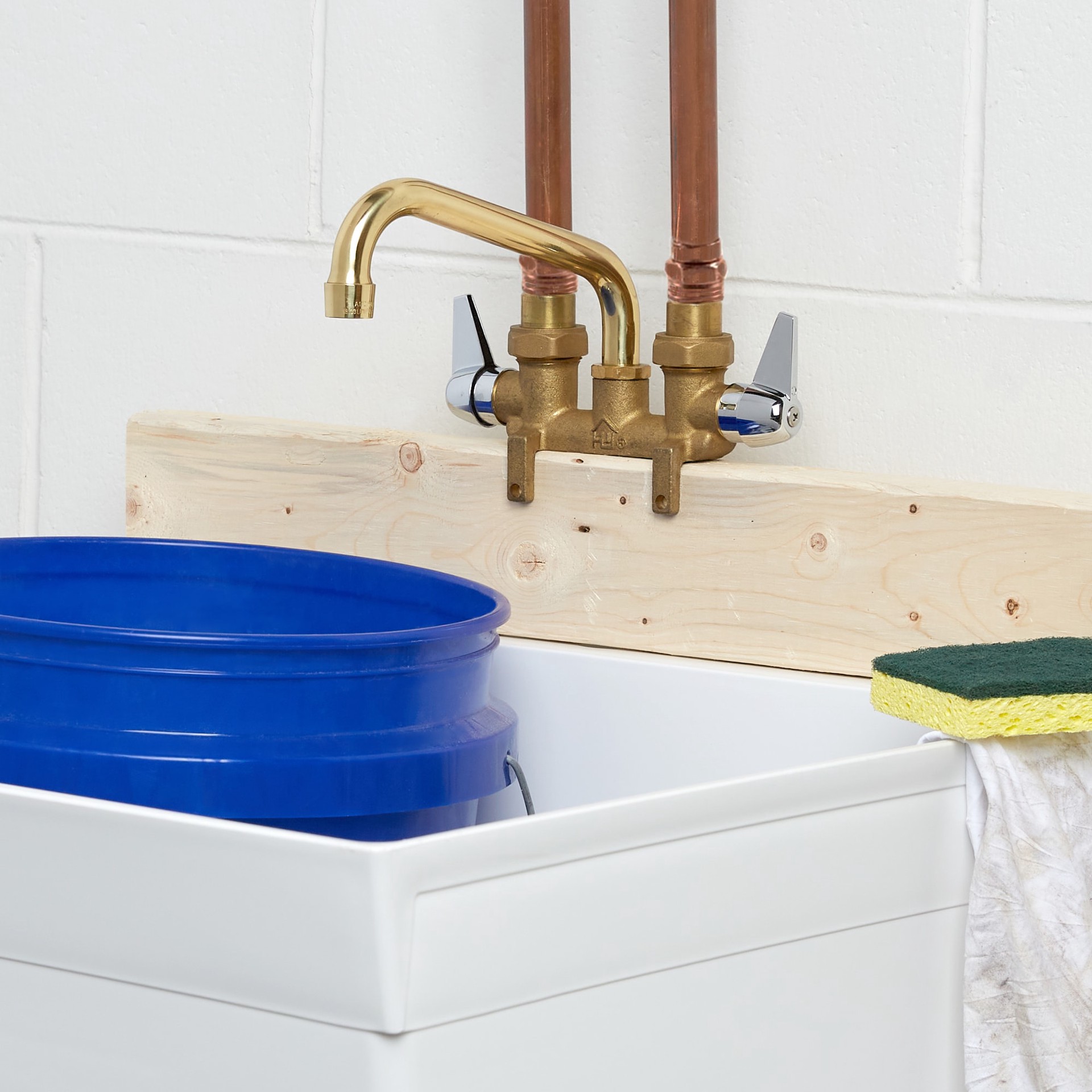 slide 3 of 6, Project Source Rough brass 2-handle Deck-mount Utility Faucet, 1 ct