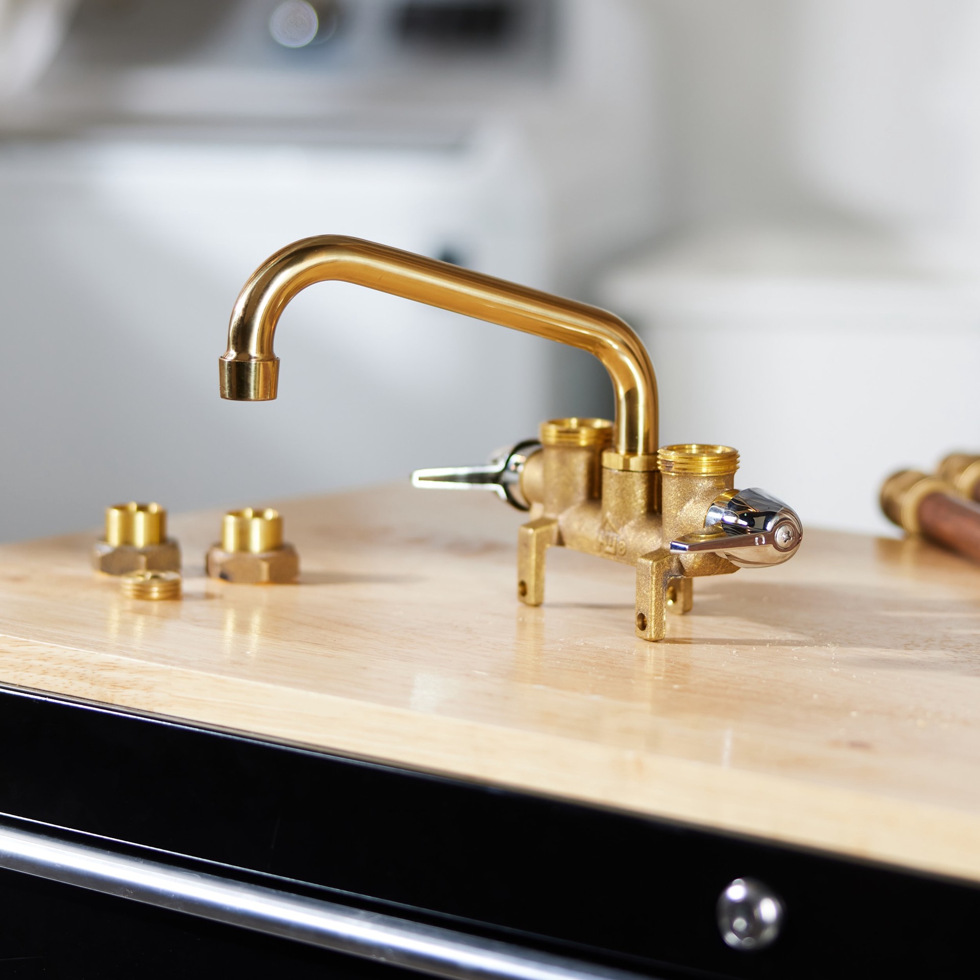 slide 5 of 6, Project Source Rough brass 2-handle Deck-mount Utility Faucet, 1 ct