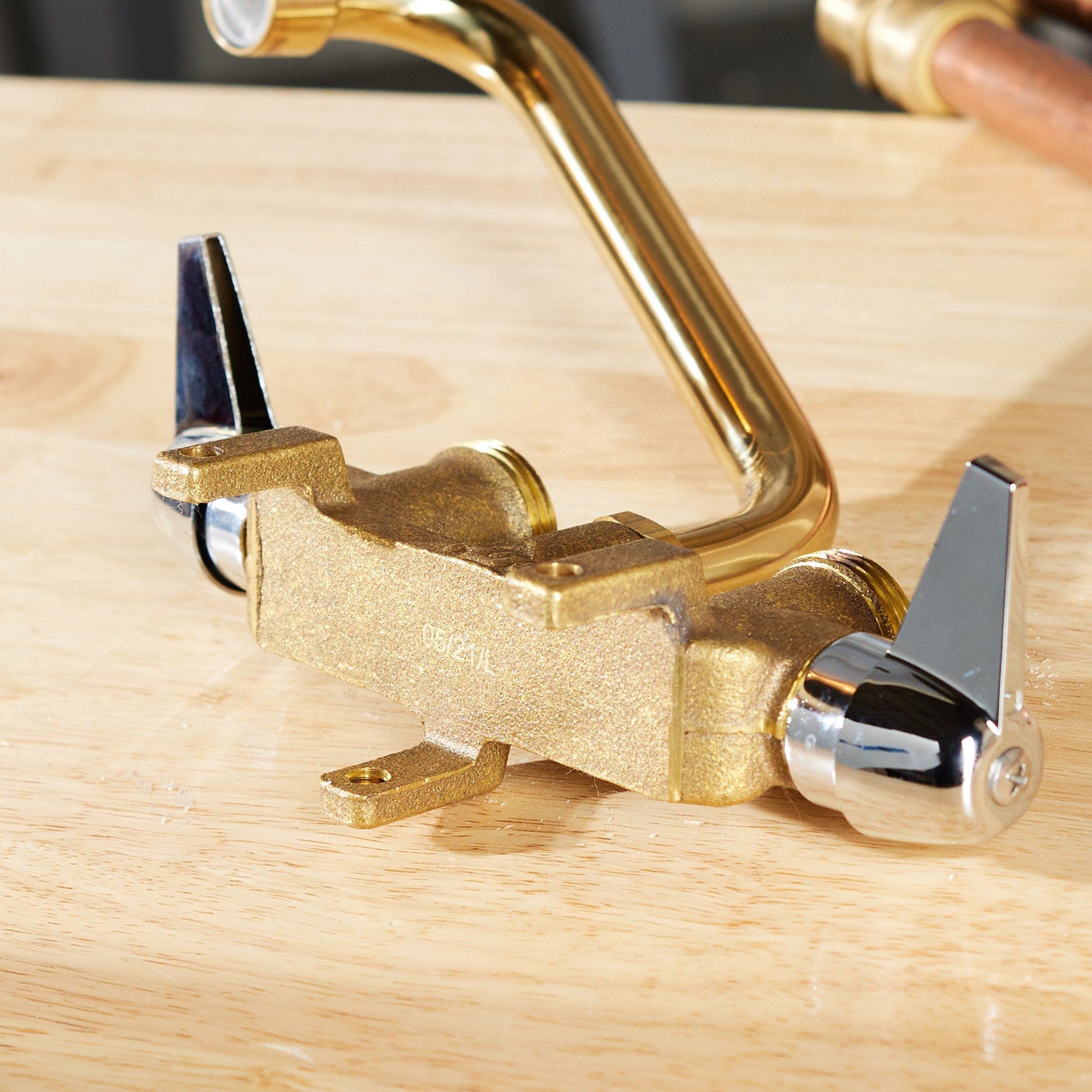 slide 6 of 6, Project Source Rough brass 2-handle Deck-mount Utility Faucet, 1 ct
