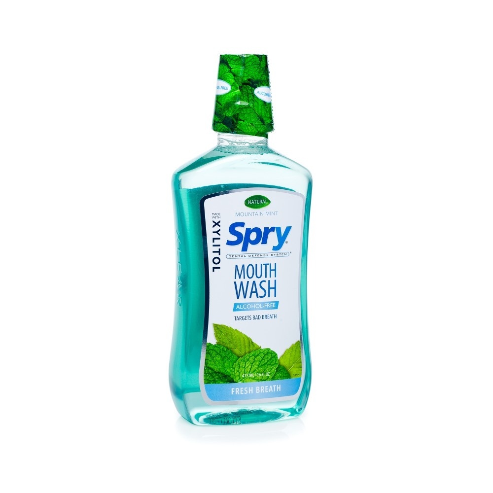 slide 1 of 1, Spry Alcohol-Free Natural Mountain Mint Mouthwash, 16 fl oz