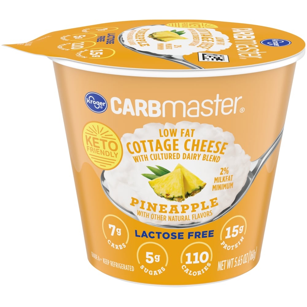 slide 1 of 1, Kroger Carbmaster Pineapple Low Fat Cottage Cheese, 5.6 oz
