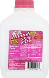 Hiland Dairy Fat Free Skim Milk, Quart 32 Fl Oz