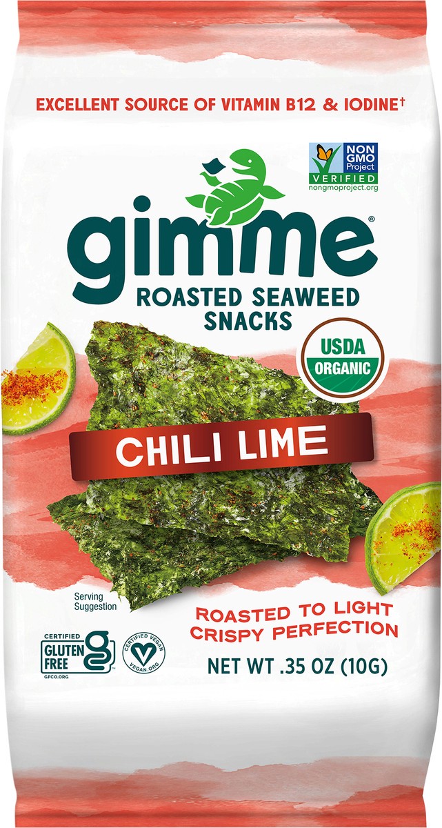 slide 3 of 7, gimMe Organic Roasted Chili Lime Seaweed Snacks 0.35 oz, 0.35 oz