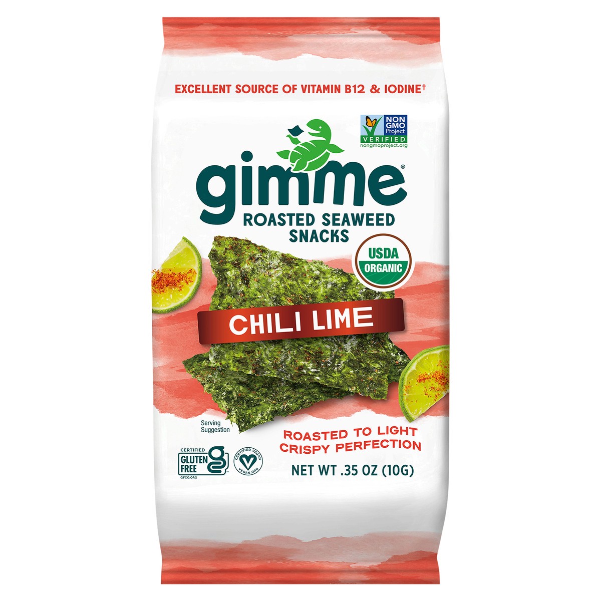 slide 1 of 7, gimMe Organic Roasted Chili Lime Seaweed Snacks 0.35 oz, 0.35 oz