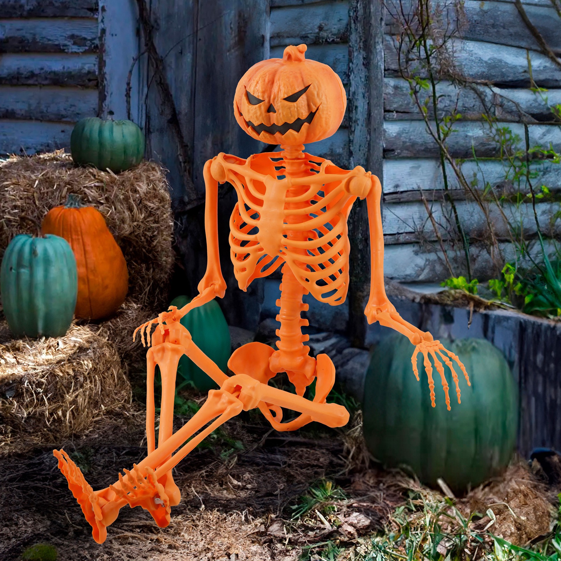 slide 3 of 4, 5ft. Pumpkin Man Skeleton By Ashland, 5 ft