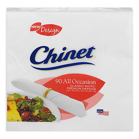 slide 1 of 1, Chinet Napkins All Occasion Classic White Wrapper, 90 ct