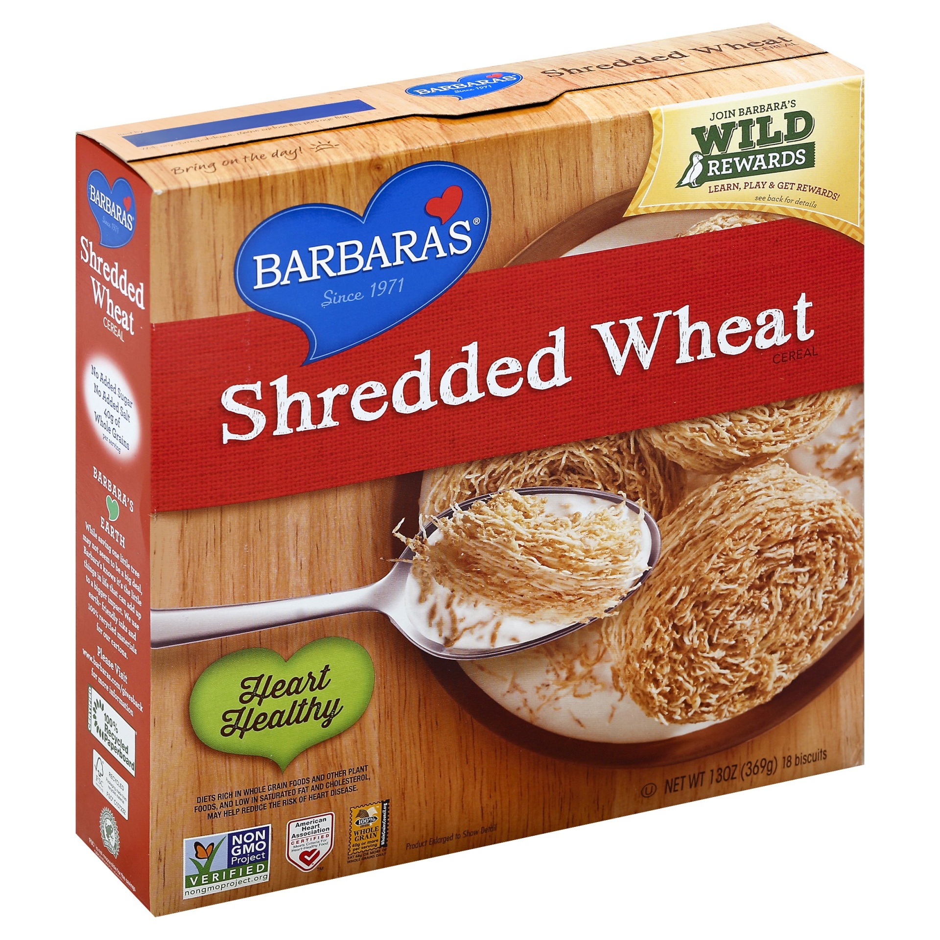 slide 1 of 1, Barbara's Shredded Wheat Cereal, 13 oz