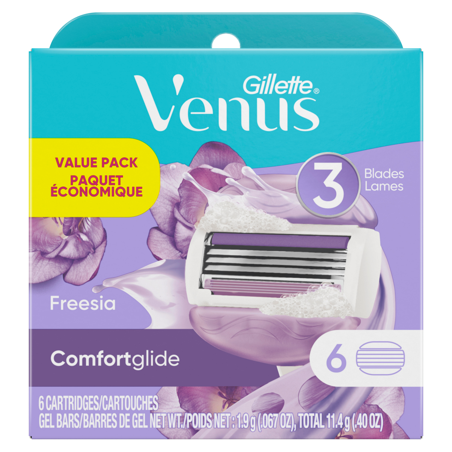 slide 4 of 5, Gillette Venus ComfortGlide Freesia Women's Razor Blade Refills, 6 Count, 6 ct