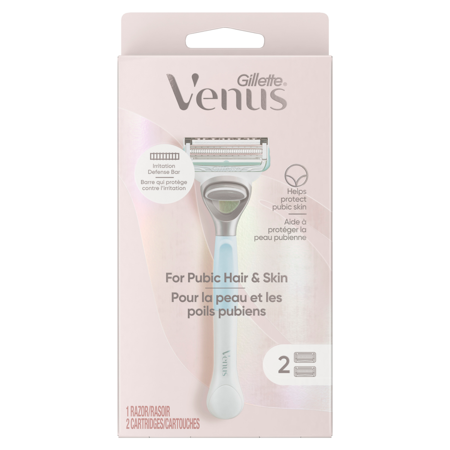 slide 4 of 5, Gillette Venus for Pubic Hair and Skin, Women's Razor Handle + 2 Blade Refills, 1 ct